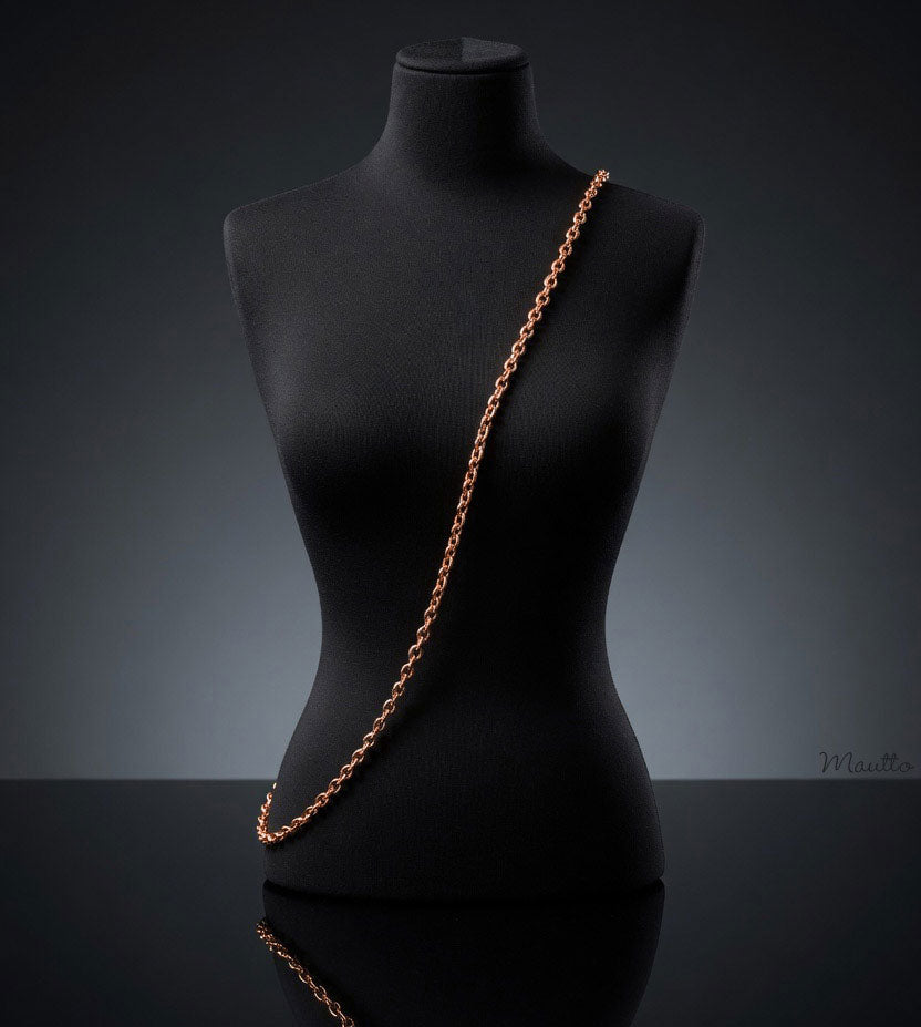 Mini Elongated Box Chain, Rose Gold / Copper Finish - 1/4 inch (7mm) Wide Luxury Chain Strap - Handle to Crossbody Lengths