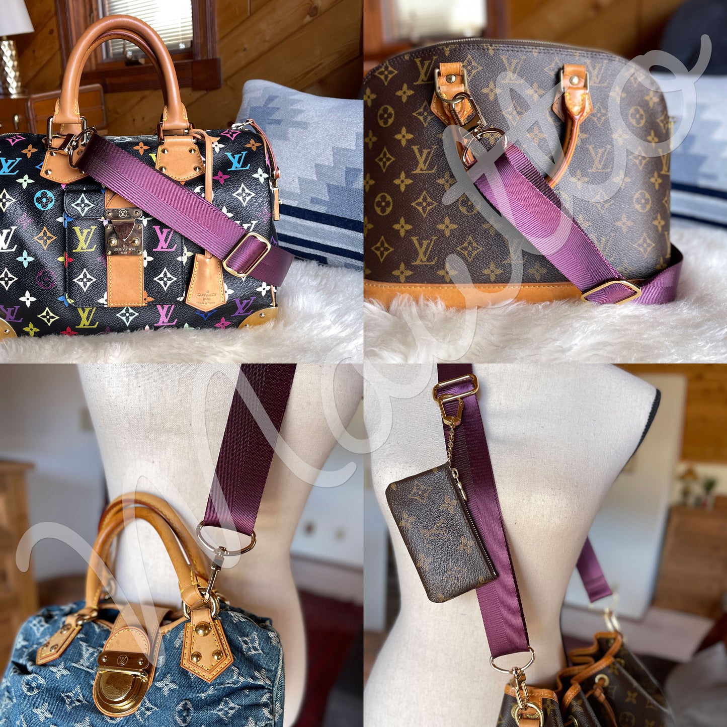 Luxurious Satin Nylon Strap - Wide/Comfy Shoulder to Crossbody Length - Adjustable (34-55 inches) - Gold-tone & Antique Gold Connector Options