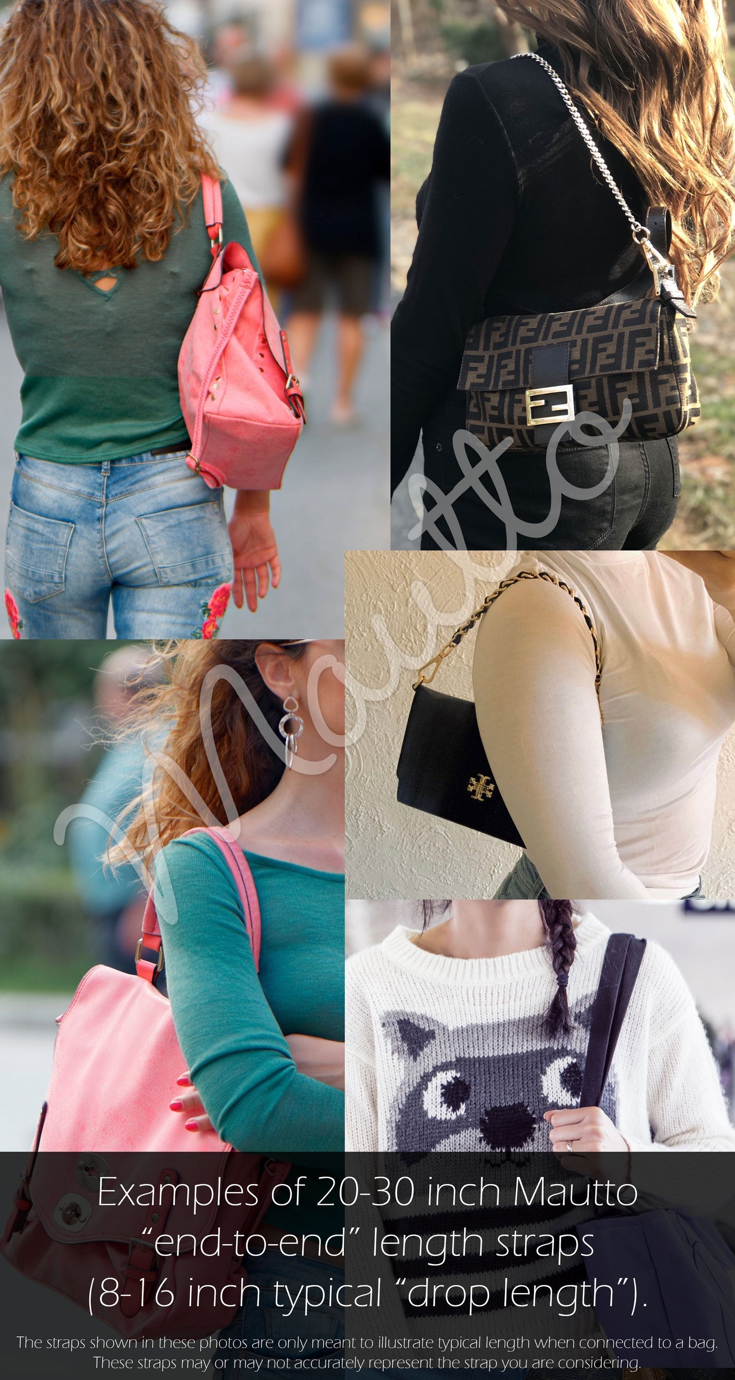 Black Pebble Leather Strap - 1 inch Wide (25mm) - Shoulder to Crossbody Lengths - Choice of Connector Style/Finish