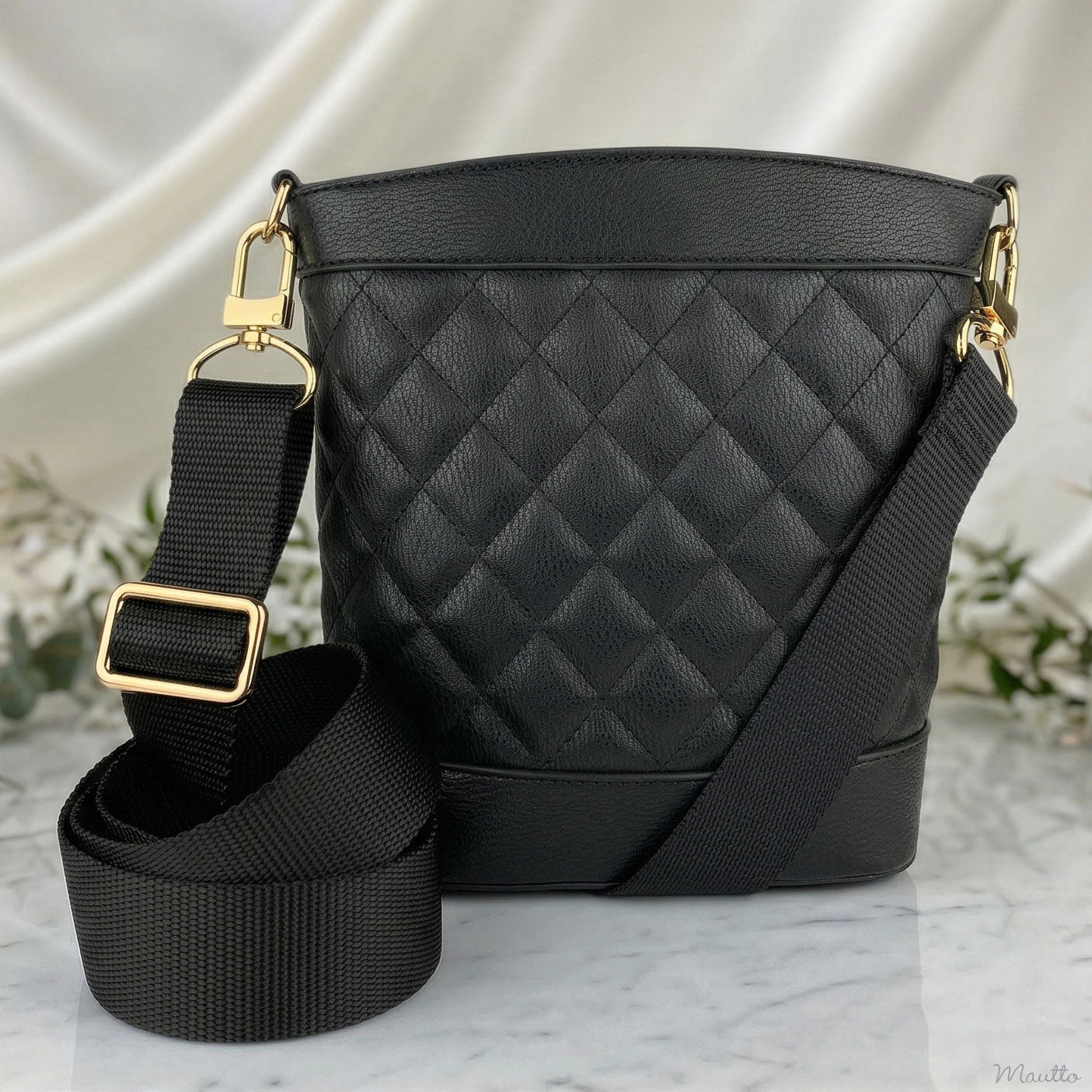Adjustable Nylon Strap - Shoulder to Crossbody Length (34-55") - 1.5" Wide-n-Comfy - Gold-tone & Antique Gold Connector Choices