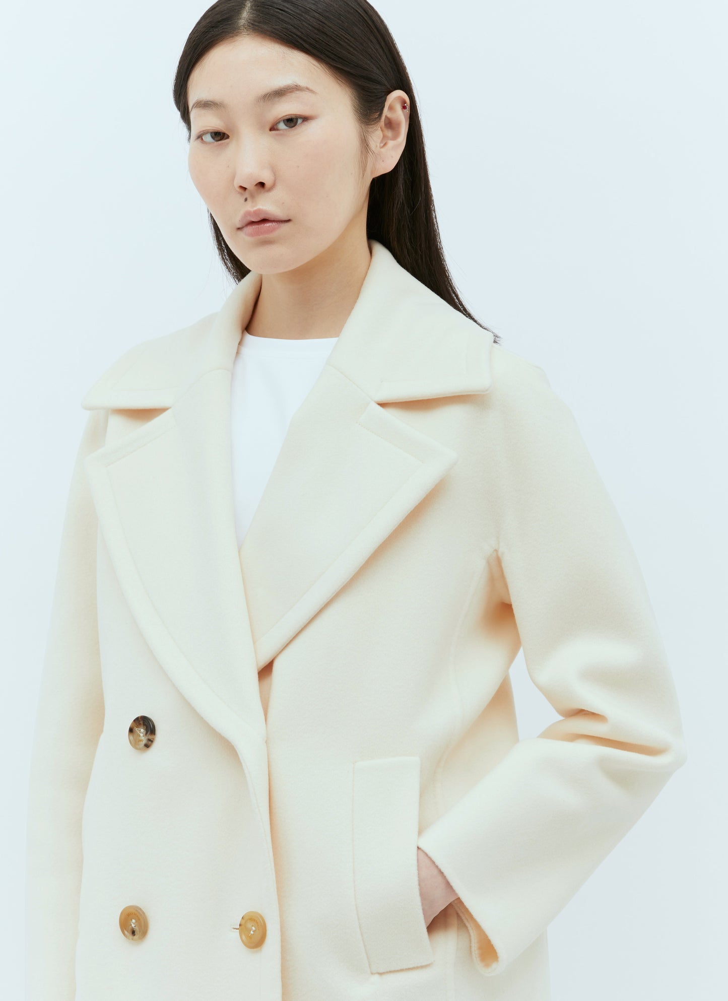 Max Mara Women Wool And Cashmere Pea Coat