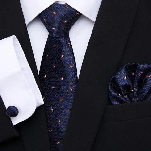 Men Elegant Red Silk Tie Classic Necktie Cufflinks Set Business Necktie With Handkerchief Perfect Match With Wedding Suit