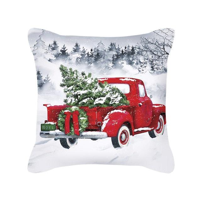 Merry Christmas Cushion Covers Snowman Christmas Santa Pillow Covers Santa Claus Pillow Covers Christmas Tree Santa Deer Printed Pillow Cover Home Decor Pillowcase For Couch 45X45CM