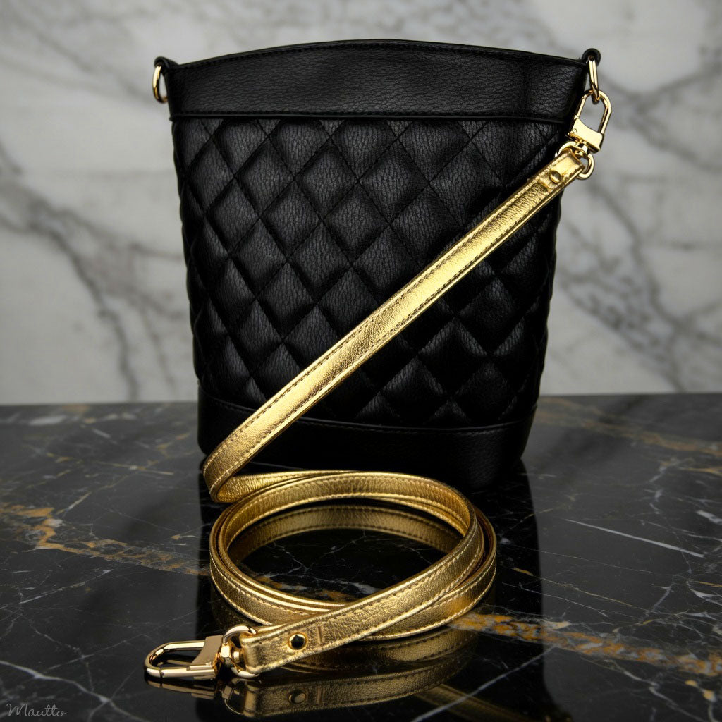 Metallic Gold Leather Strap for Petite & Small Bags, Purses, SLGs, Handbags - Choose Length & Hardware Finish