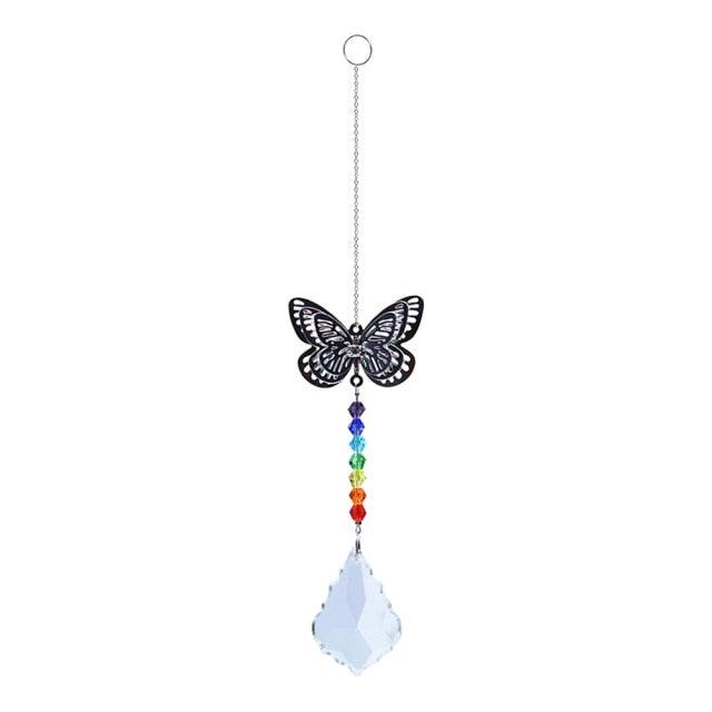 Metallic Hoop Moon Sun Catcher Hanging Crystal Pendant Chandelier Lamps Light Crystals Glass Pendants Light Rainbow Maker Wind Chime Hanging Drop Gift of Good Luck Garden Decor Hanging Ornament For Home Decoration