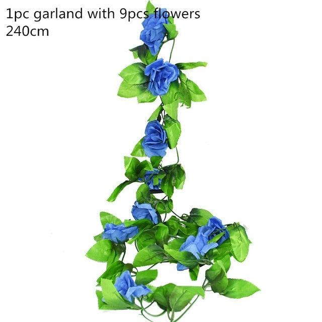 Modern Artificial Green Eucalyptus Leaves Garland Wisteria Rattan Fake Decor Silk Leaf Vines For Wedding Birthday Party Decor