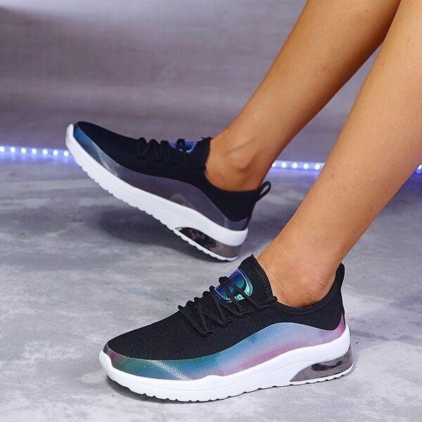 Modern Colorful Cool Womens Lace Up Vulcanized Shoes Casual Flat Design