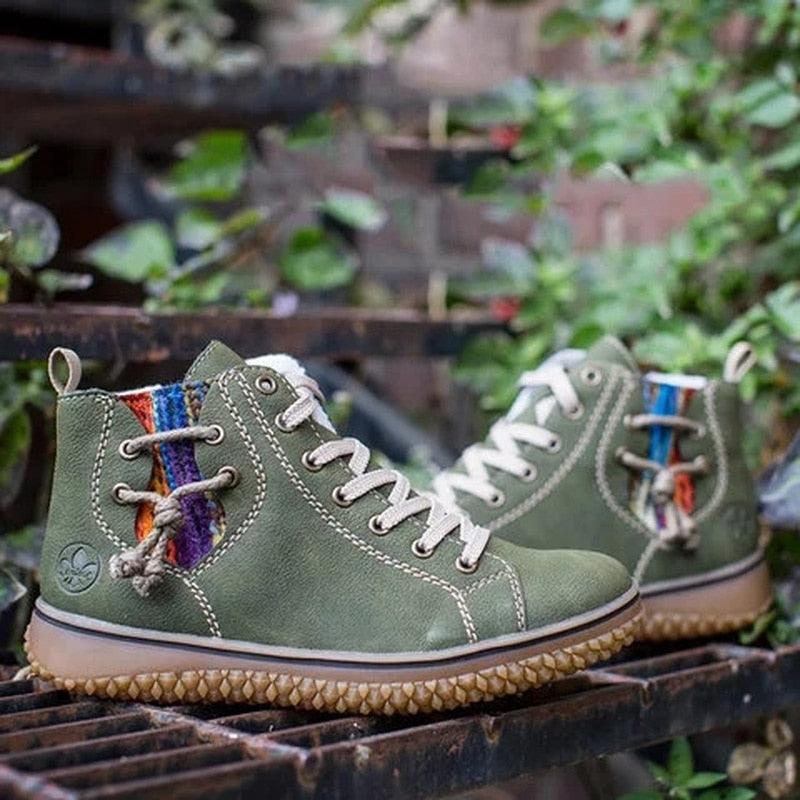 Modern Women's Warm Soft Winter Retro Walking High Top Plush Lining Walking Shoes