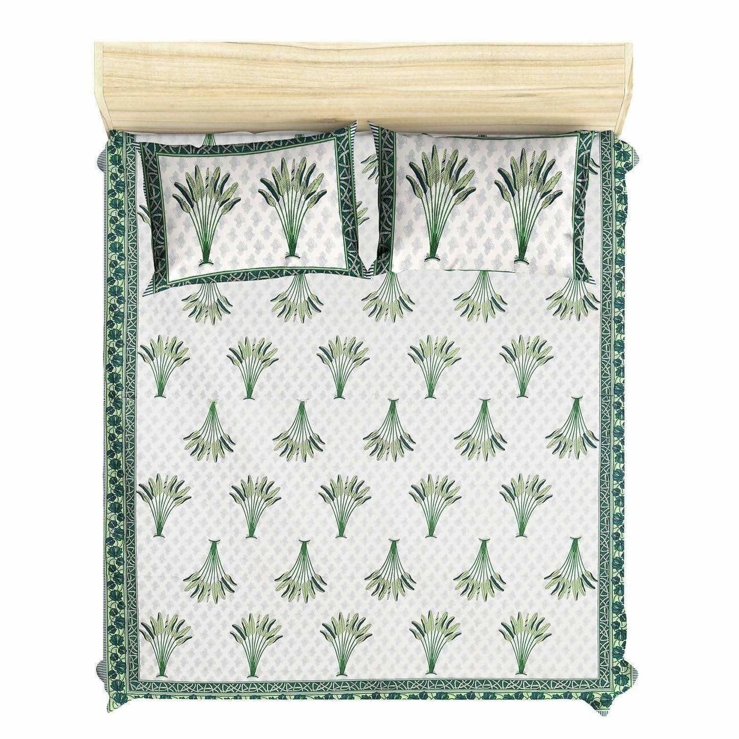 Jaipuri Hand Block Printed Traditional 144TC Cotton Double/Queen Bedsheet with 2 Pillow Covers