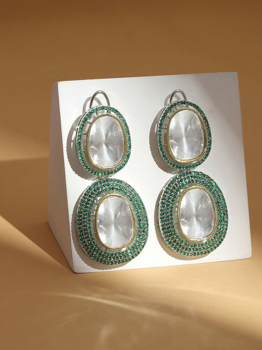 Green Dual Earrings- Ruby Raang