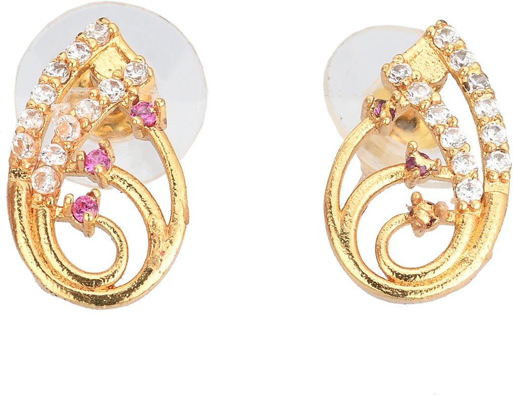 AanyaCentric Elegant Gold-Polished Ad American Diamond Earrings for Women Girls of All Ages