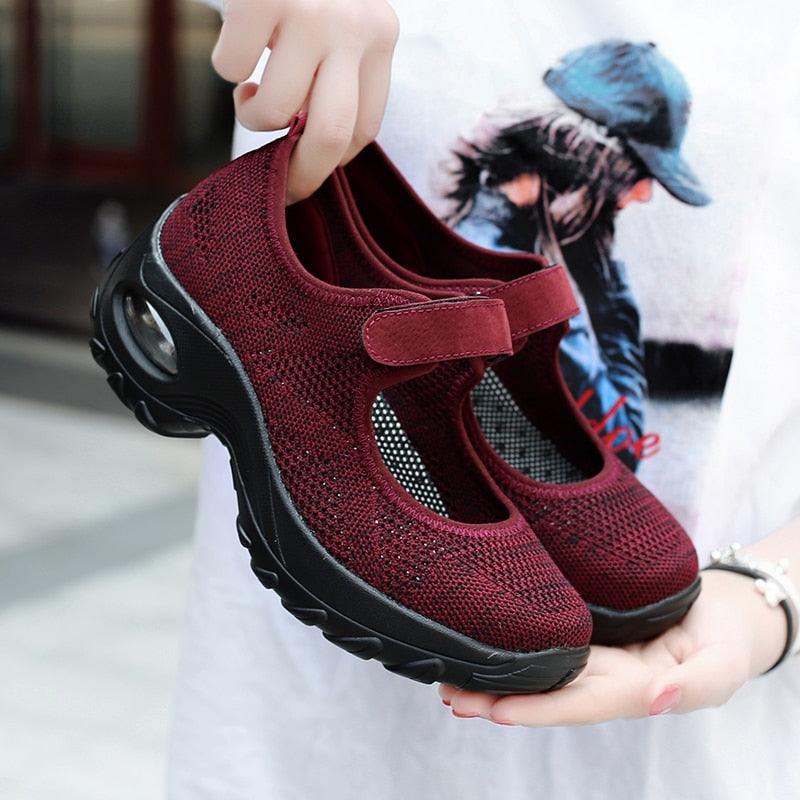 New Air Cushion Flat Shoes Women Mesh Breathable Mesh Sneakers