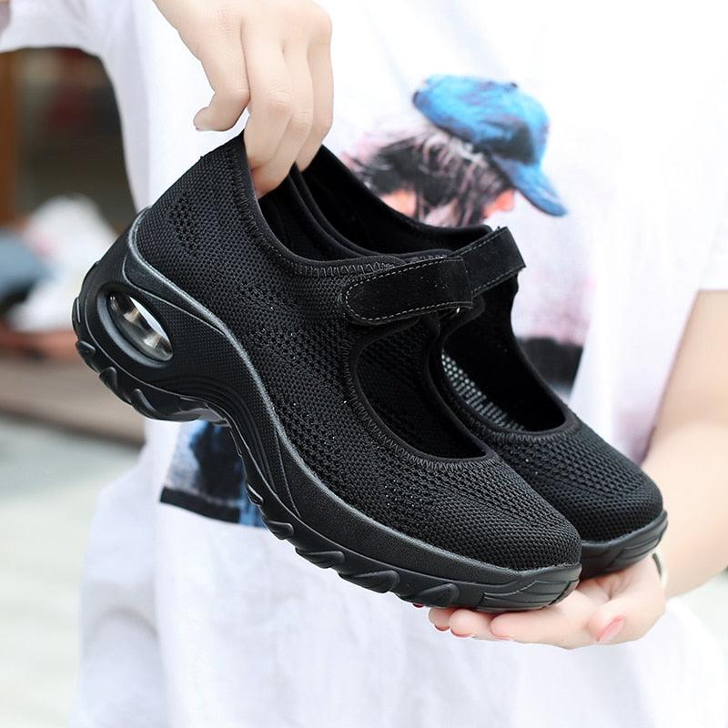 New Air Cushion Flat Shoes Women Mesh Breathable Mesh Sneakers