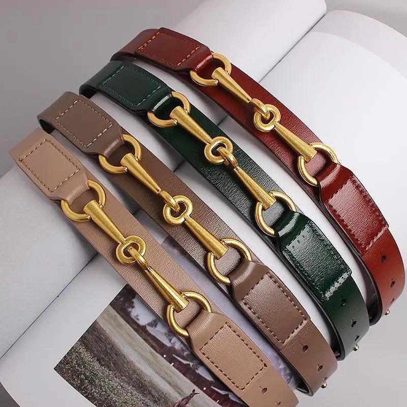 Simple Black Plain Leather Belt For Women Classic Thin Skinny Waistbands Casual Women Dress Belts