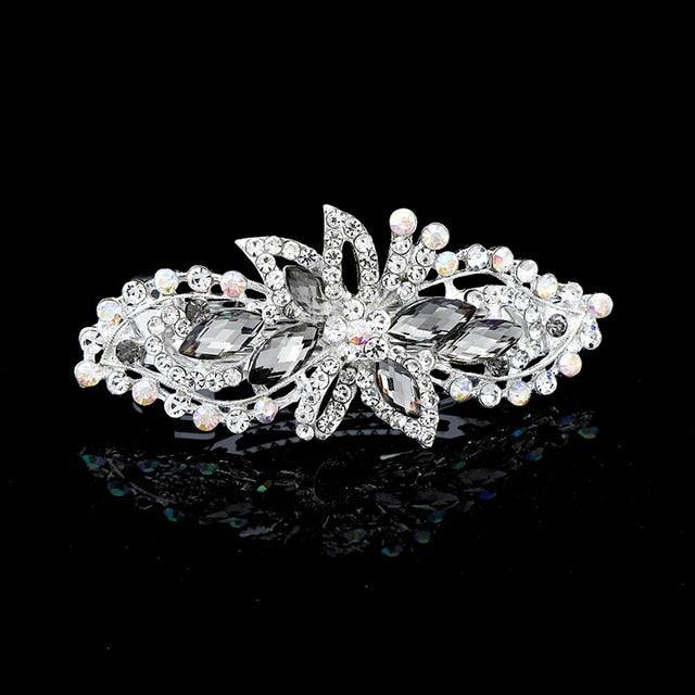 New Fashion Rhinestone Hairpin for Women Banana Clip Bow Girls Hair Clip Elegant Ladies Barrettes Hear Accessories
