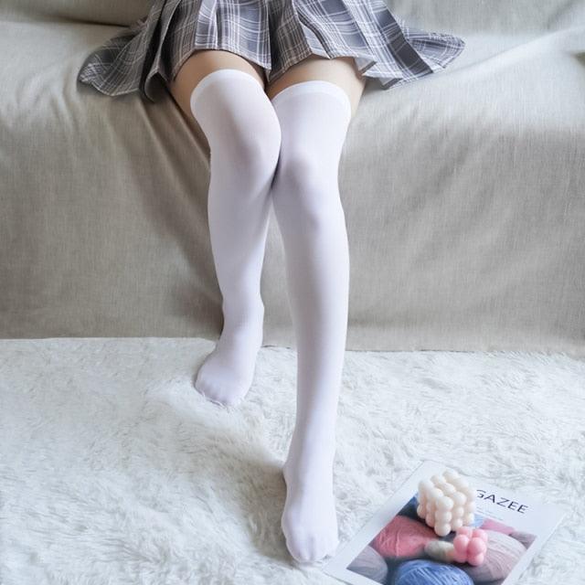 New Fashion Thigh High Stockings Solid Velvet Soft Flexible Over Knee Socks Tall Long Boot Stockings for Women