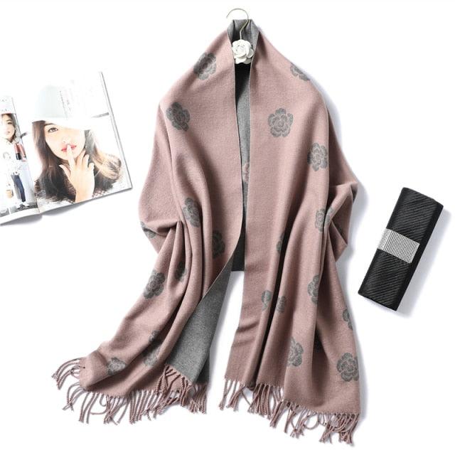 New Fashion Winter Soft Thick Warm Colorful Cashmere Scarf Elegant Escharpe Shawls Scarf Shawls Wraps Lightweight Lady Solid Scarves Fashion Tassels Blanket For Women