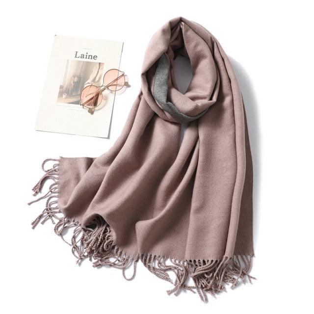 New Fashion Winter Soft Thick Warm Colorful Cashmere Scarf Elegant Escharpe Shawls Scarf Shawls Wraps Lightweight Lady Solid Scarves Fashion Tassels Blanket For Women