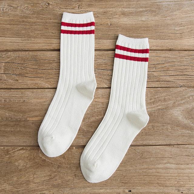 New Loose Solid Colors High School Girls Cute Socks Needles Knitting Cotton Scrunch Socks For Women