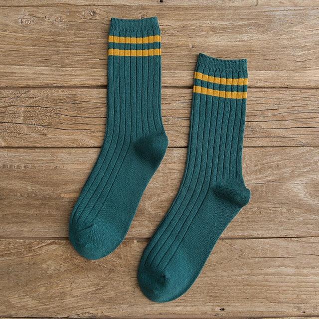 New Loose Solid Colors High School Girls Cute Socks Needles Knitting Cotton Scrunch Socks For Women