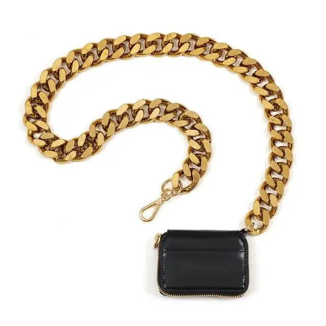 New Sparkling Thick Metal Chain Shoulder Bag Bike Wallet, Mini Bag, Coin Purse. Fashionable Women Pack Leather Crossbody Bags