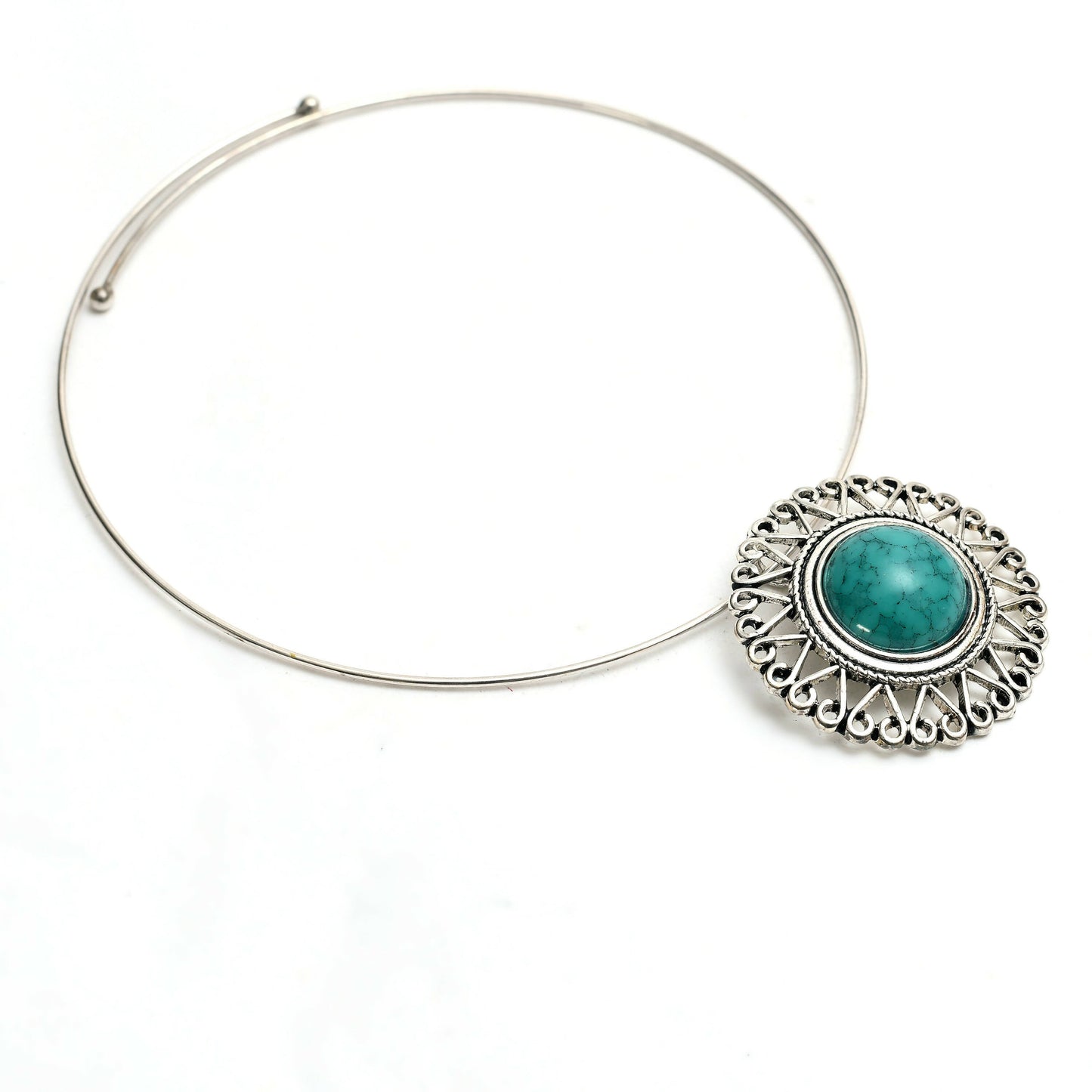 Mominos Fashion Johar Kamal Oxidised Silver-Plated Stone Work Necklace Handicraft
