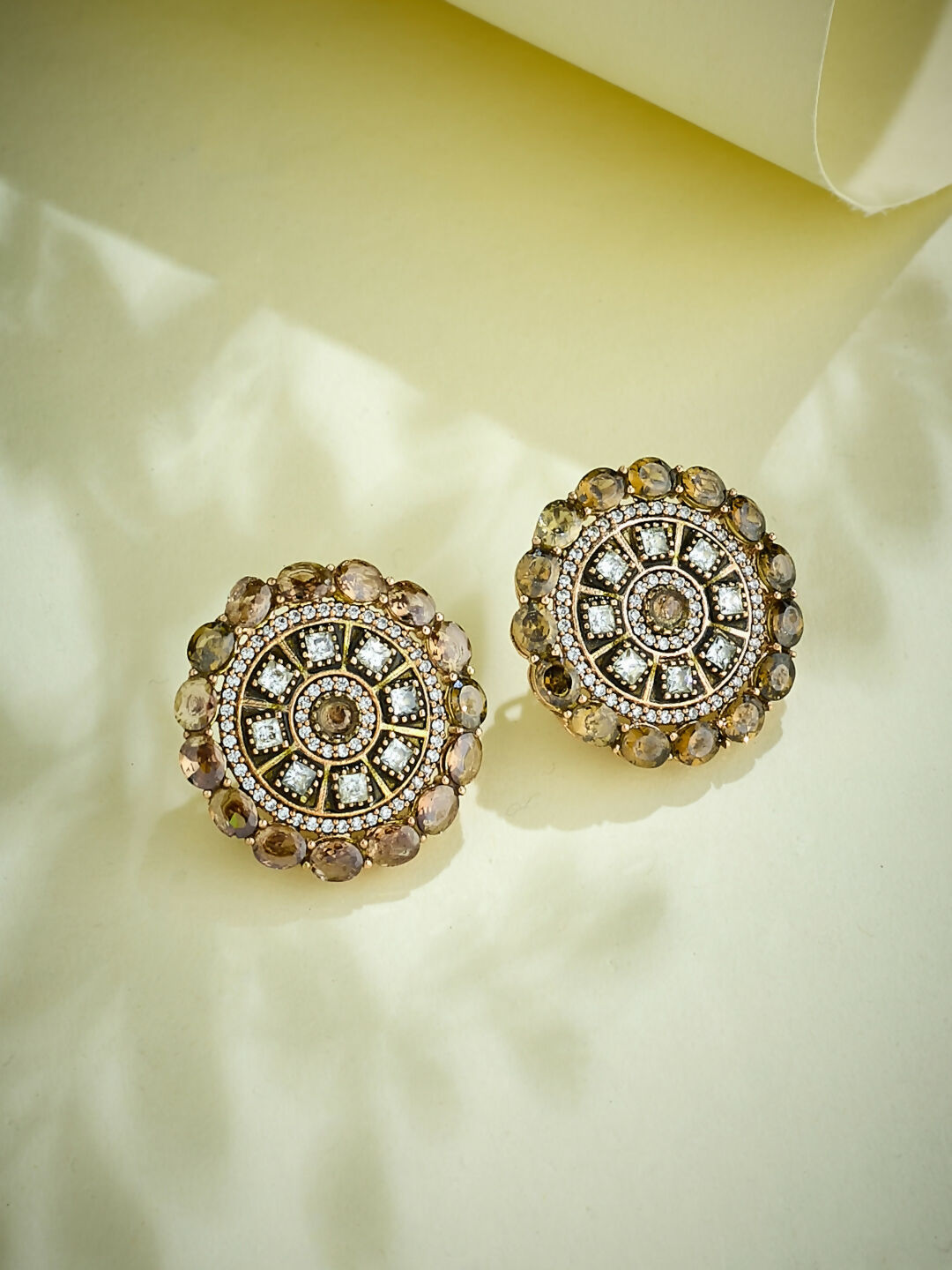 Nuyug 22k Gold Plated Round Stud Earrings