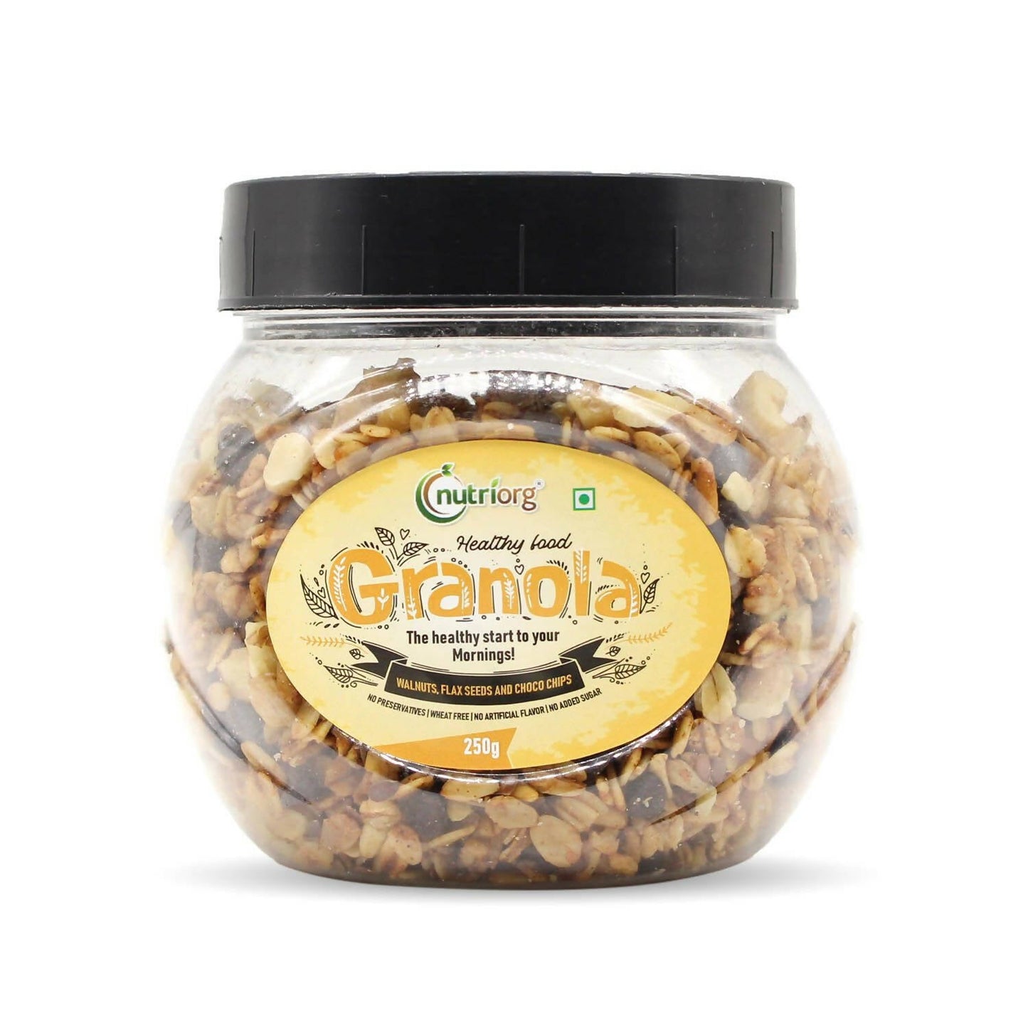 Nutriorg Crunchy Granola Walnut, Flaxseeds & Choco Chips Flavor