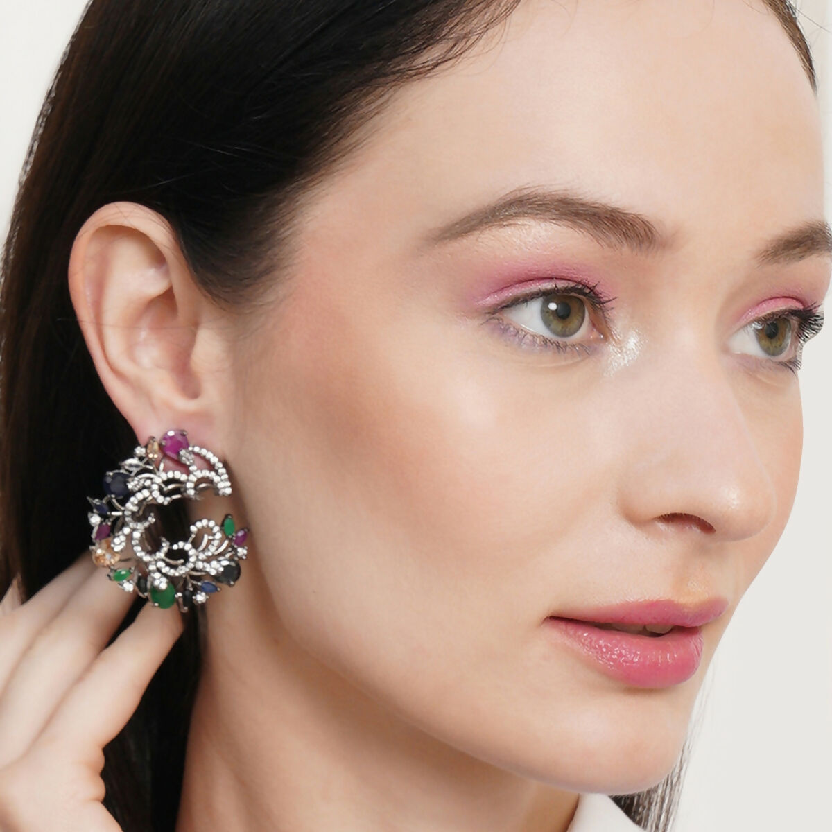 Multi Flower Oversized Stud Earrings- Ruby Raang