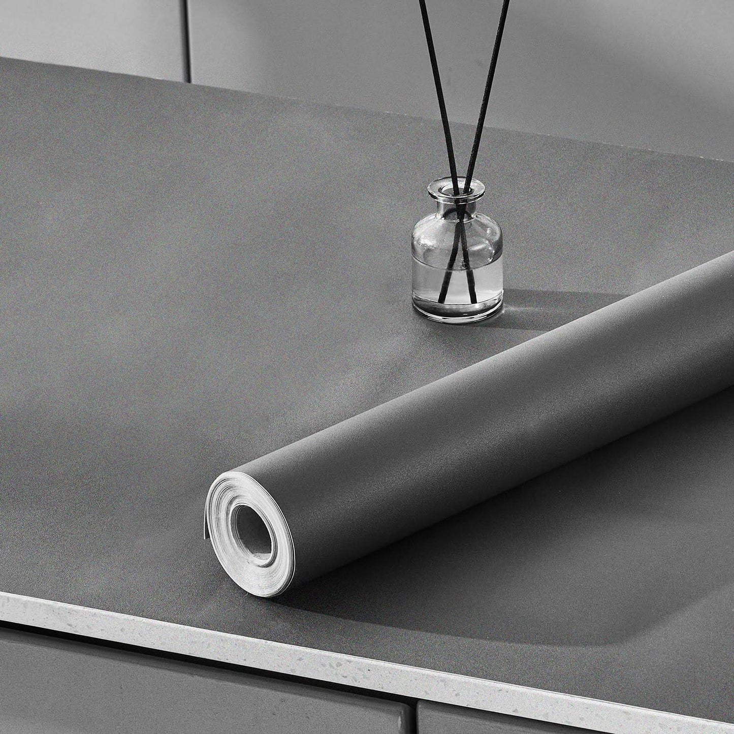 LONGYONG Black Peel and Stick Wallpaper 17.7x197in Waterproof Removable