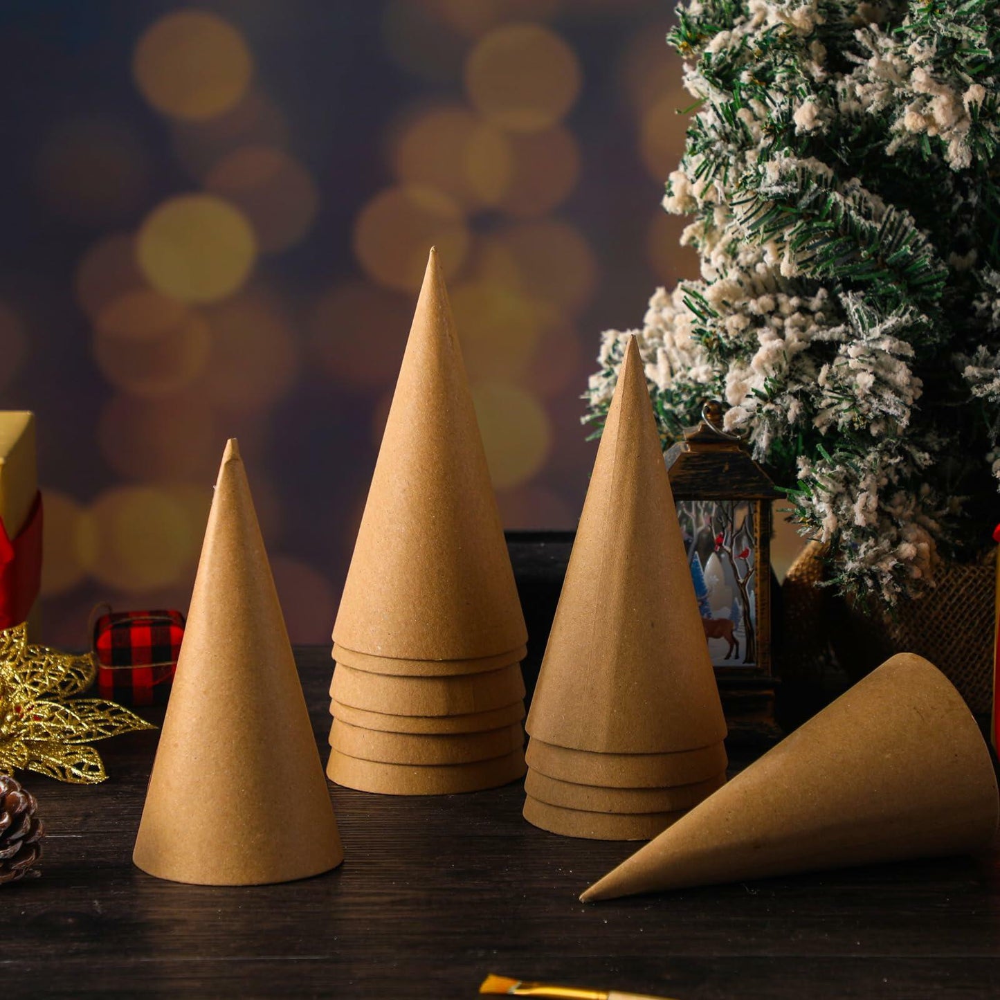 Zhanmai 3 Pc Paper Mache Cones 5.9x2.75in Cardboard Craft DIY Ornament