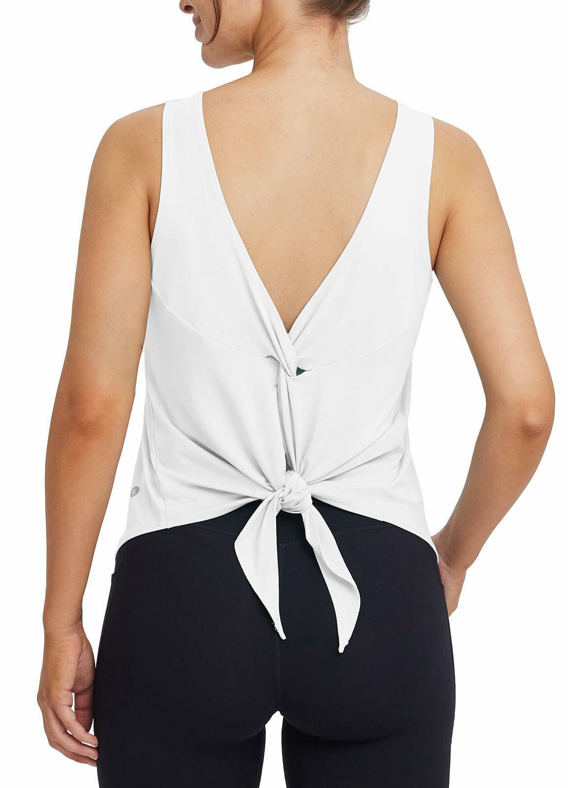 baleaf Women's Sleeveless Workout Yoga Tank Top Loose Fit White Large L