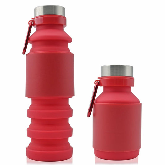 Mitour Collapsible Silicone Water Bottle 550ml Red BPA Free Foldable Reusable