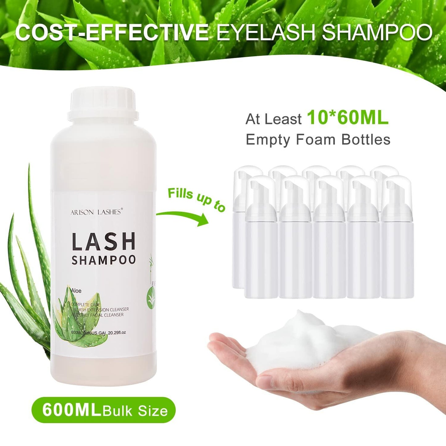 Arison Lash Extension Shampoo 150ml with Brush Gentle Eyelid Cleanser