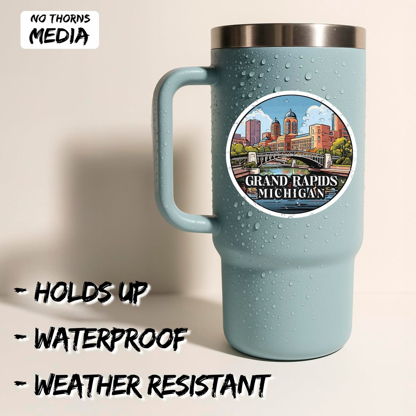 Grand Rapids Michigan 4in Waterproof Vinyl Sticker Decal Durable Aesthetic