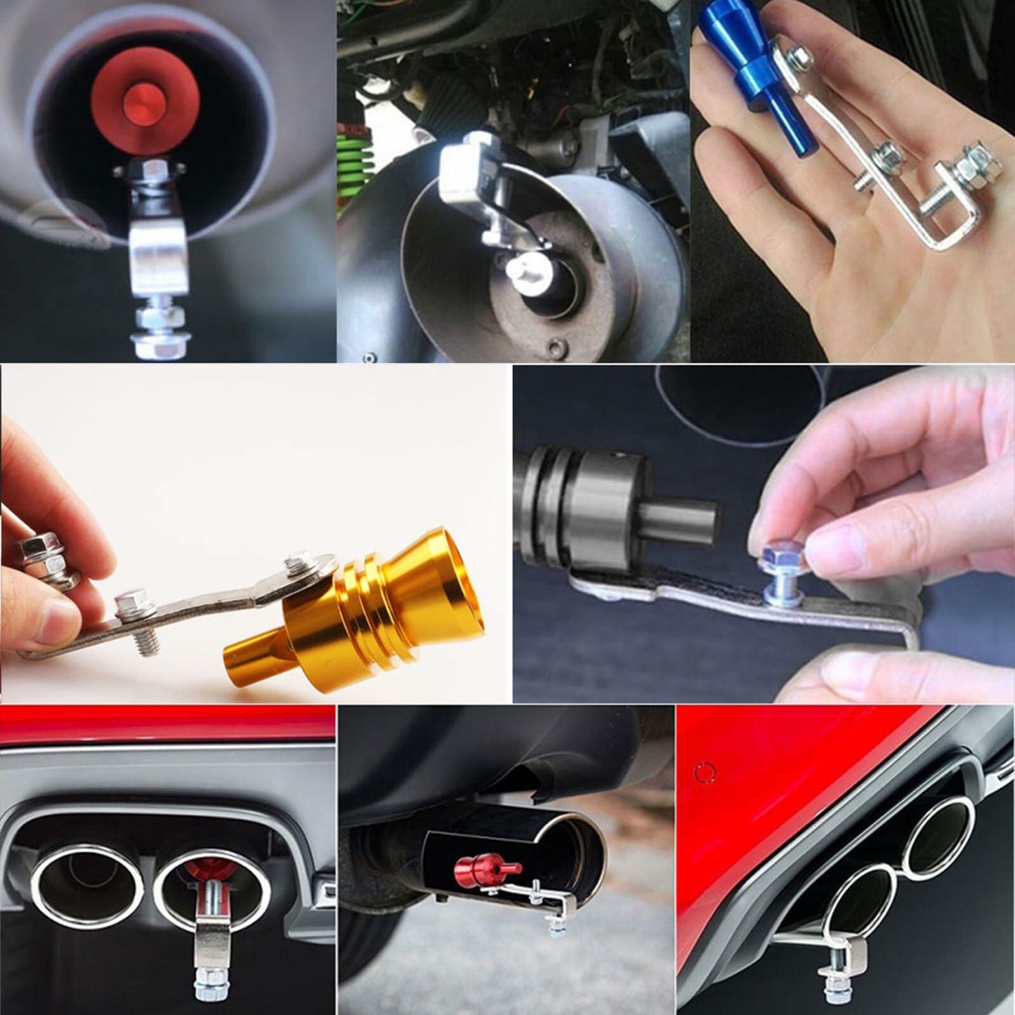 EOHMAK Turbo Sound Whistle Simulator Exhaust Muffler Pipe Red XL