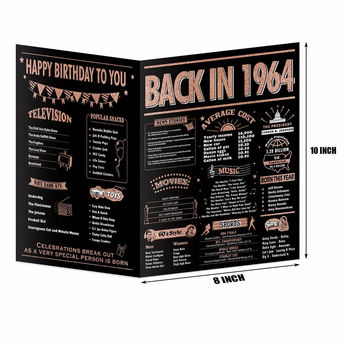 InstaDecor 60th Birthday Card for Women Jumbo 8x10 Inch Rose Gold