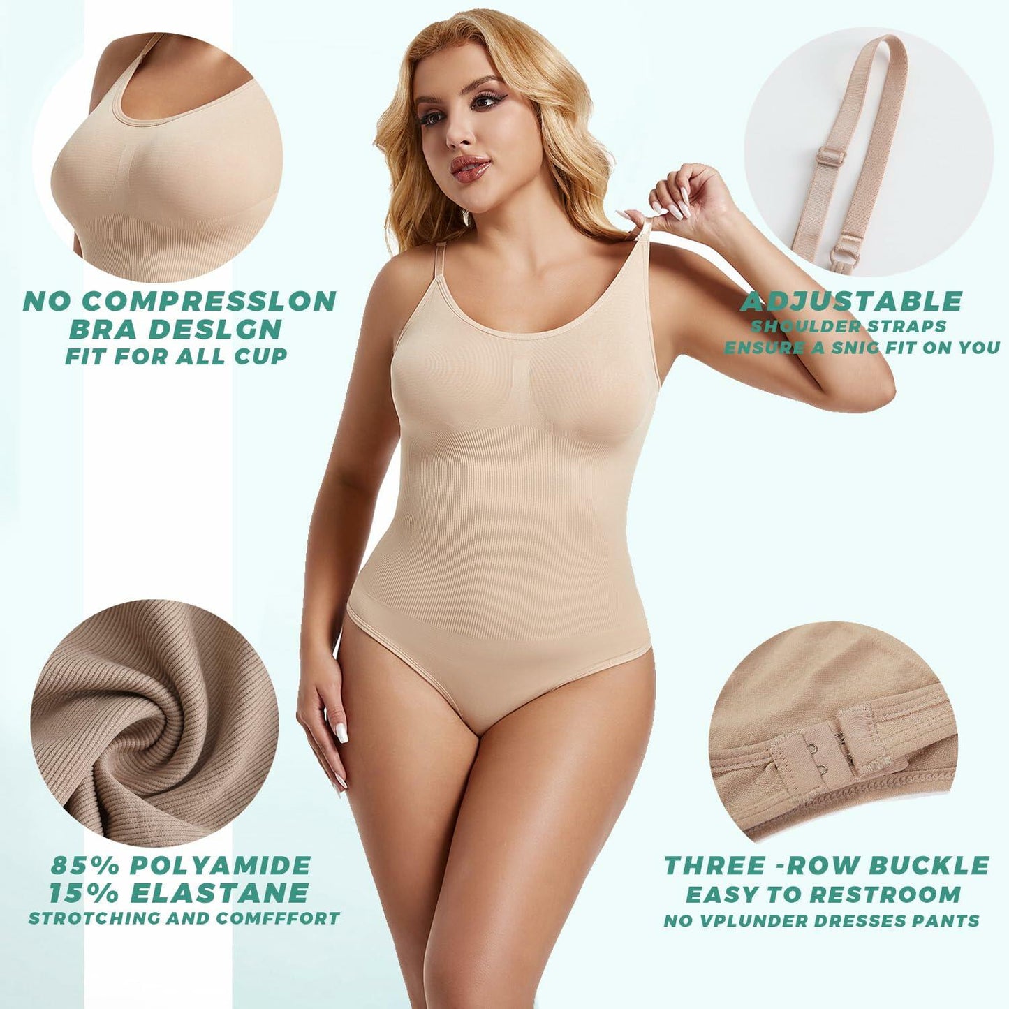 DEQIN Womens Seamless Tummy Control Full Body Shaper Jumpsuit Size Medium