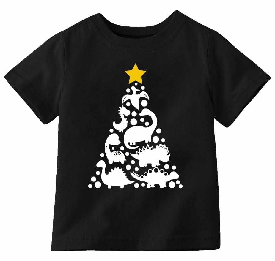 Toddler Kids Reindeer Christmas Short Sleeve Tee Shirt Size M Black