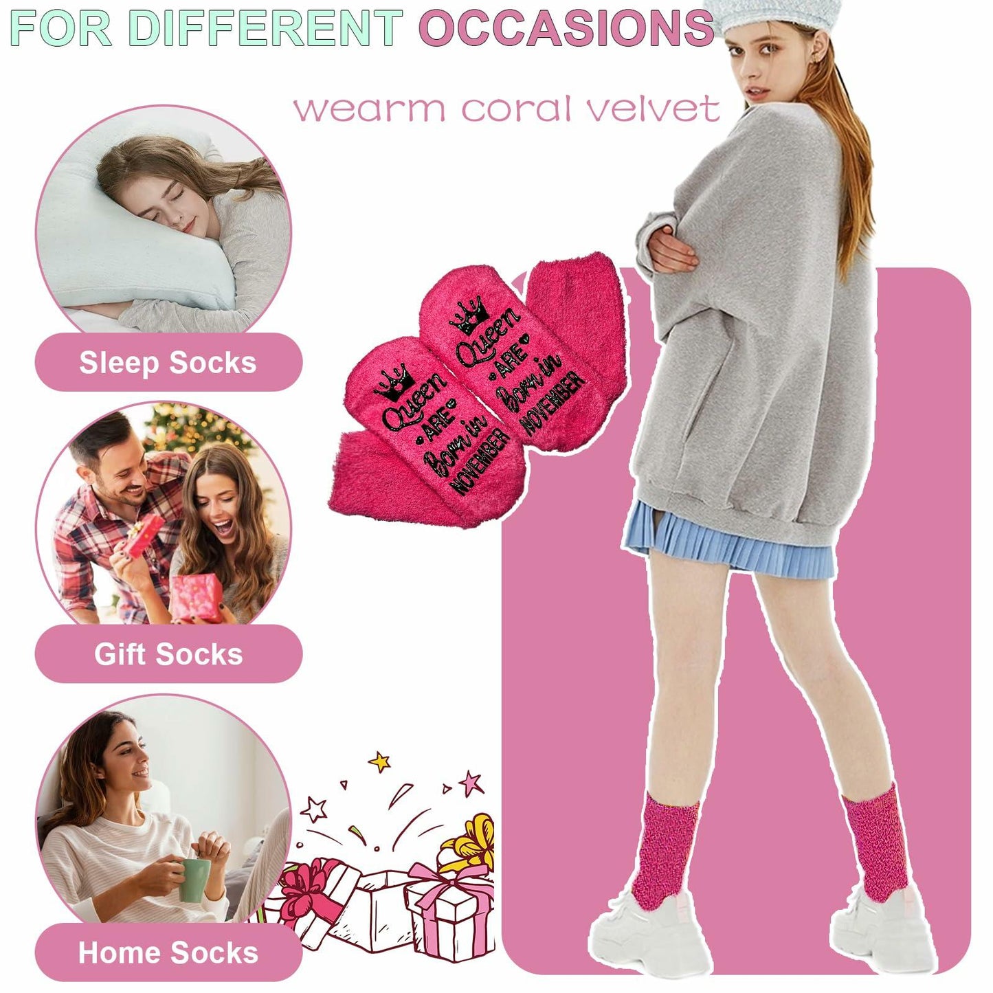 Ao Yee ZGL Queen ARE Born in August Women Socks Funny Birthday Gifts