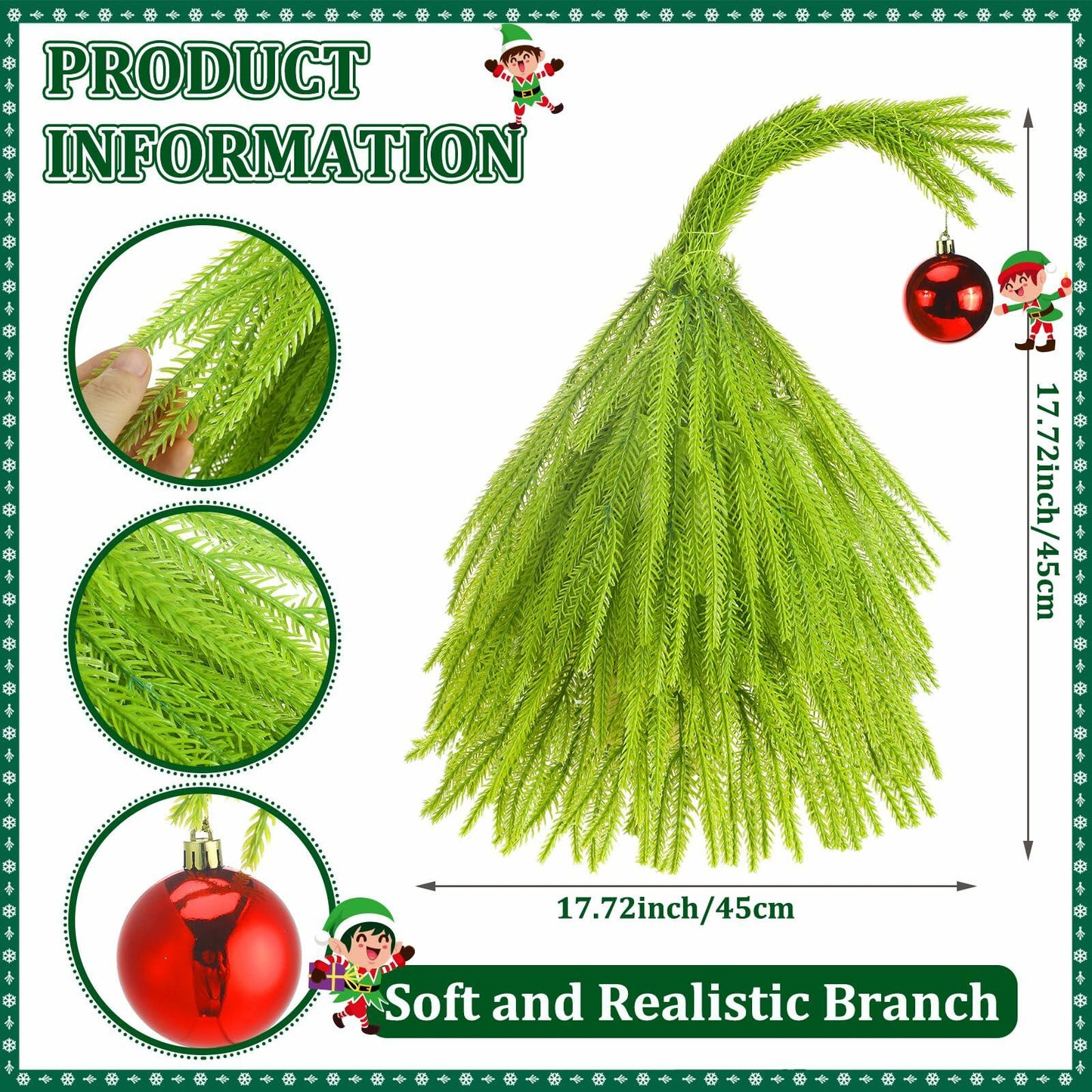 Civaner 18 Inch Lime Green Mini Artificial Christmas Tree with Red Ball