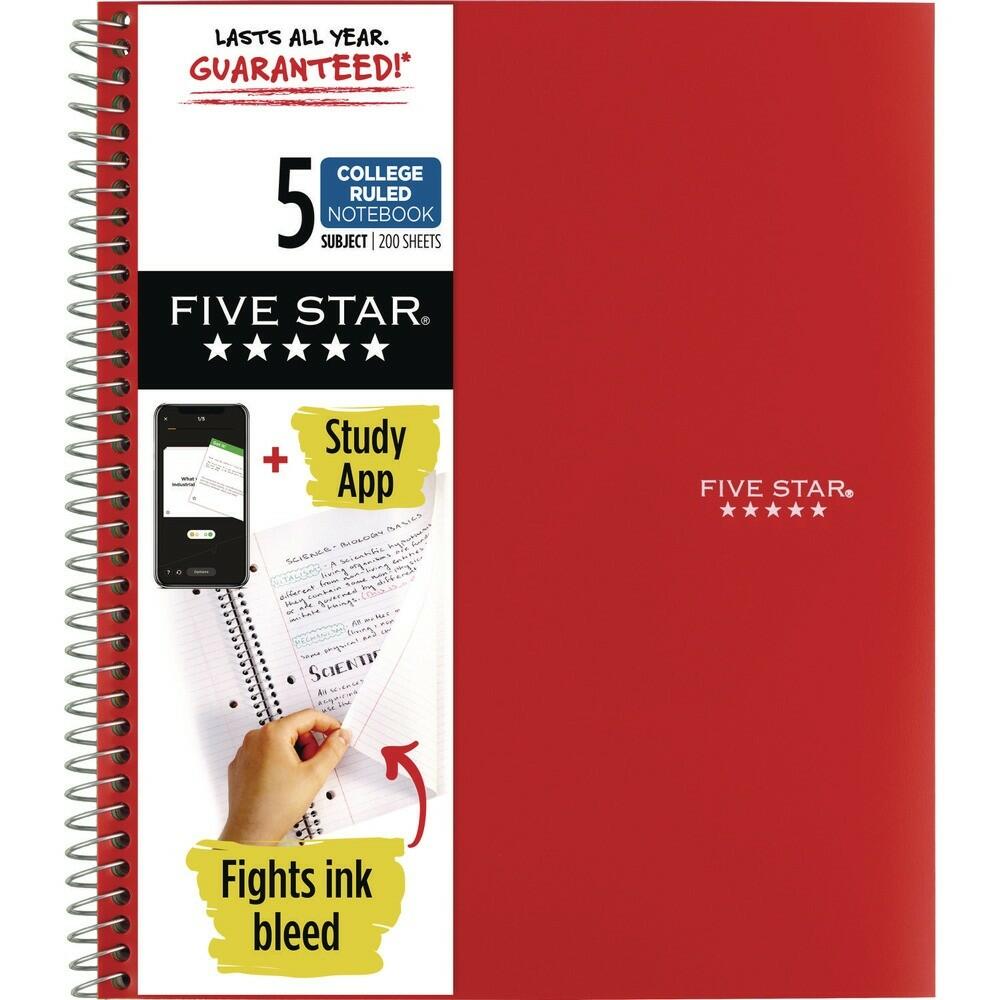 Five Star College Ruled Composition Notebook 80pg 9.75x7.5 Soft Cover