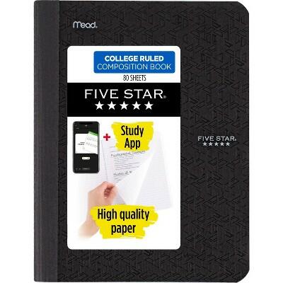 Five Star College Ruled Composition Notebook 80pg 9.75x7.5 Soft Cover