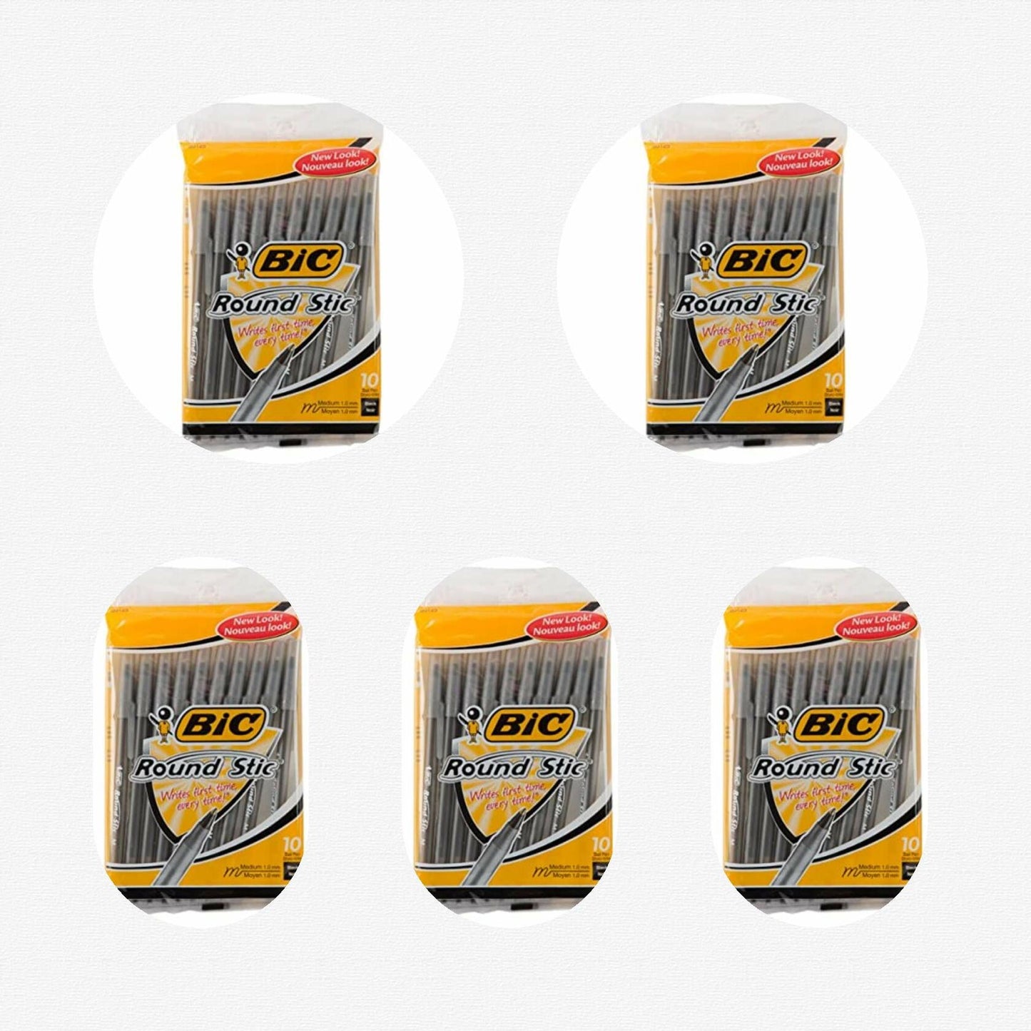 BIC Round Stic Xtra Life Ballpoint Pen 1.0mm Black 10 Count