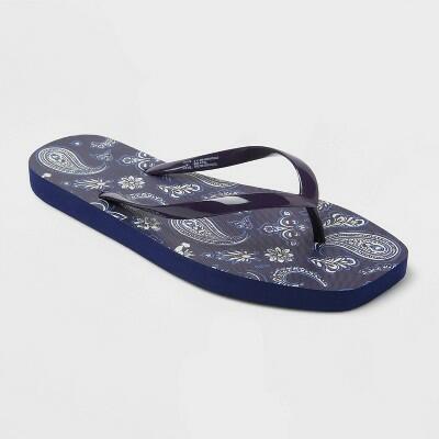 Shade & Shore Women's Palmer Bandana Flip Flops Dark Blue Size 7