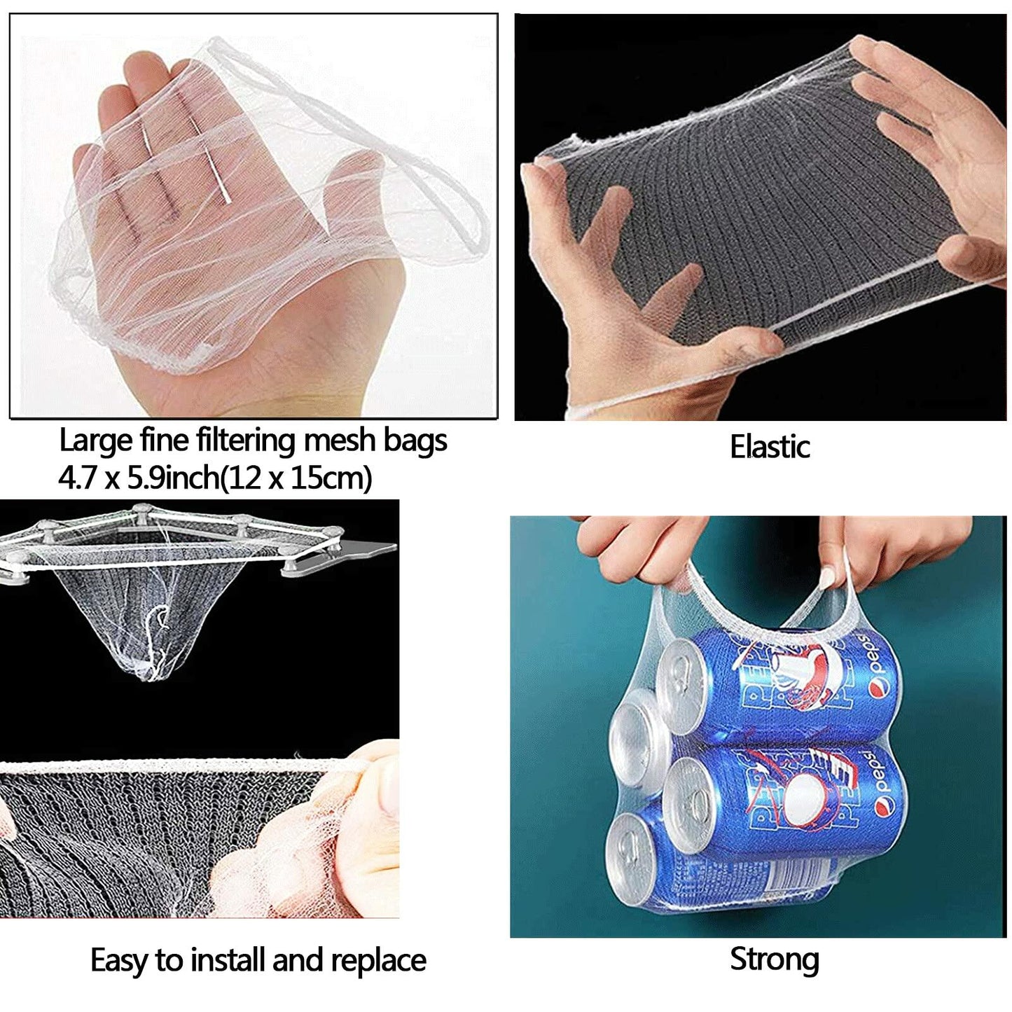 HiBD Kitchen Sink Triangle Tri-Holder Strainer Gray Rack 200PCS Mesh Bags