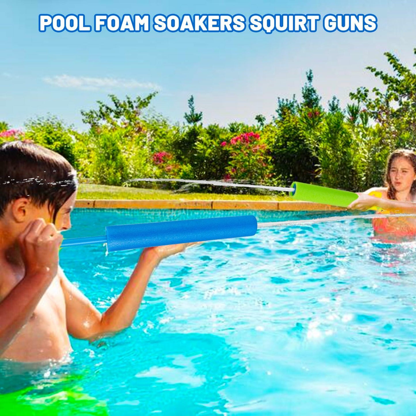 Xouduxpl Pool Foam Blaster Water Guns 6 Pack, Lightweight, 38ft Range, Rainbow