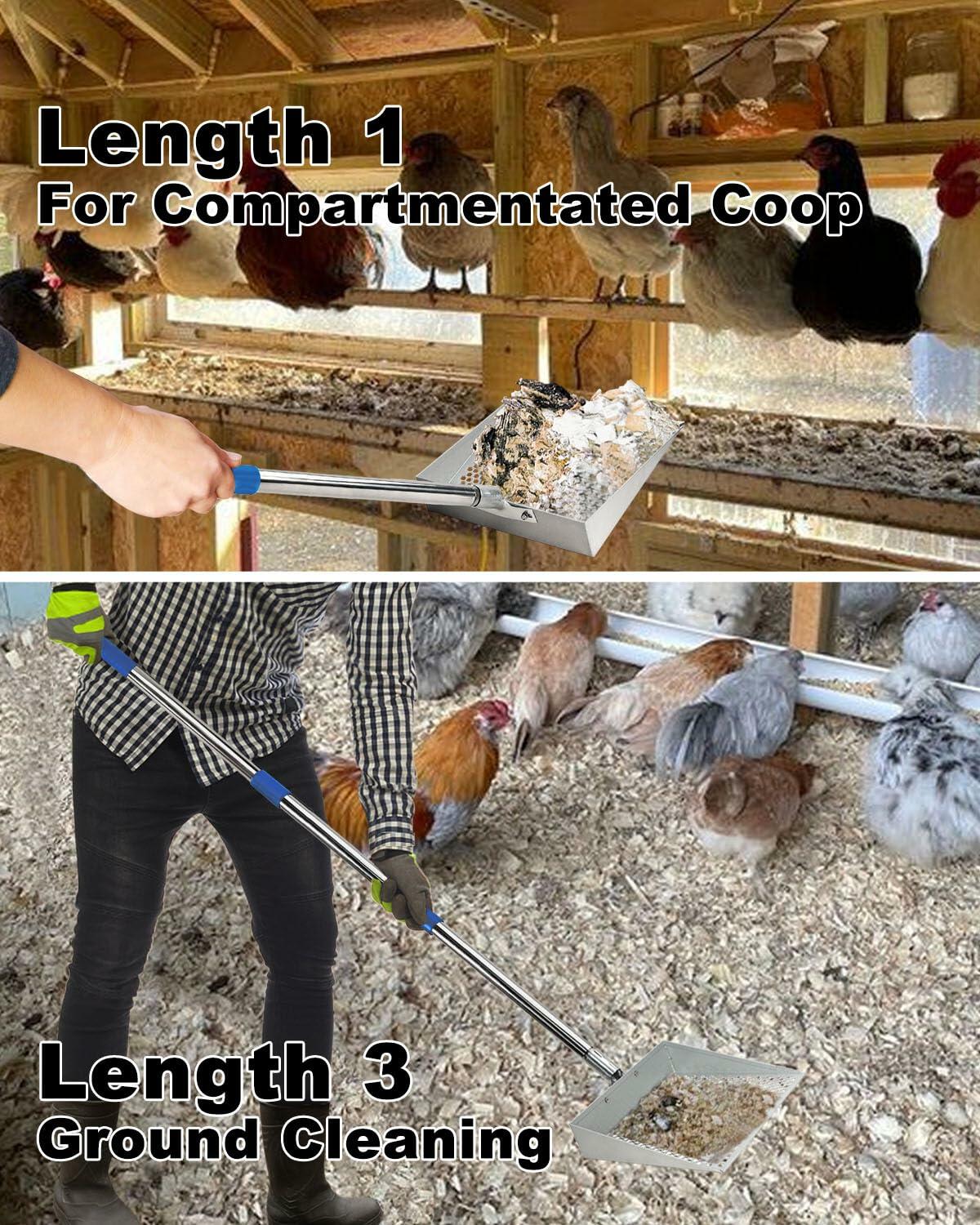 YQDHYLYH Metal Chicken Poop Scooper Heavy Duty Silver Large Coop Tool