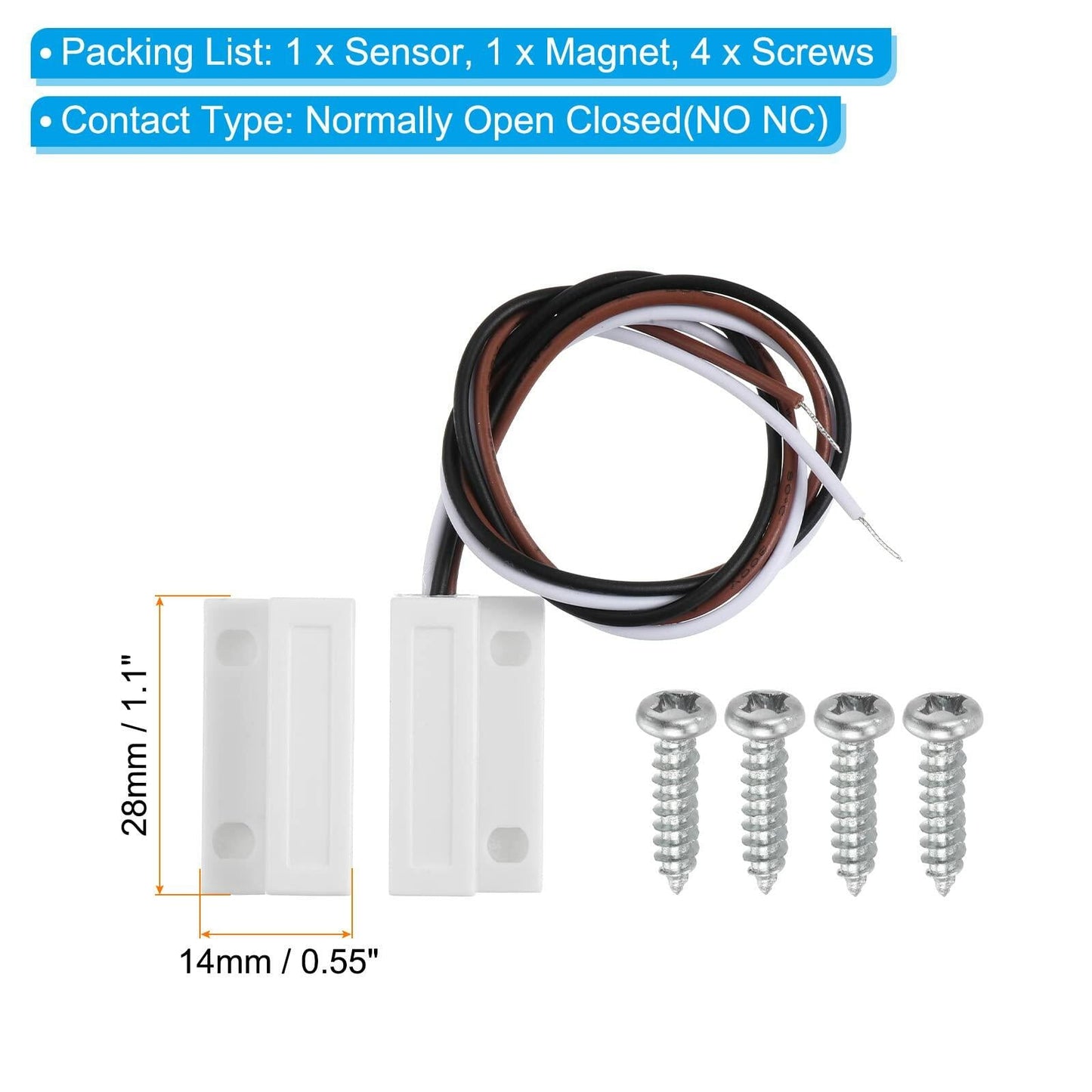 PATIKIL Magnetic Reed Switch Wired Surface-Mounted Door Window Contact White