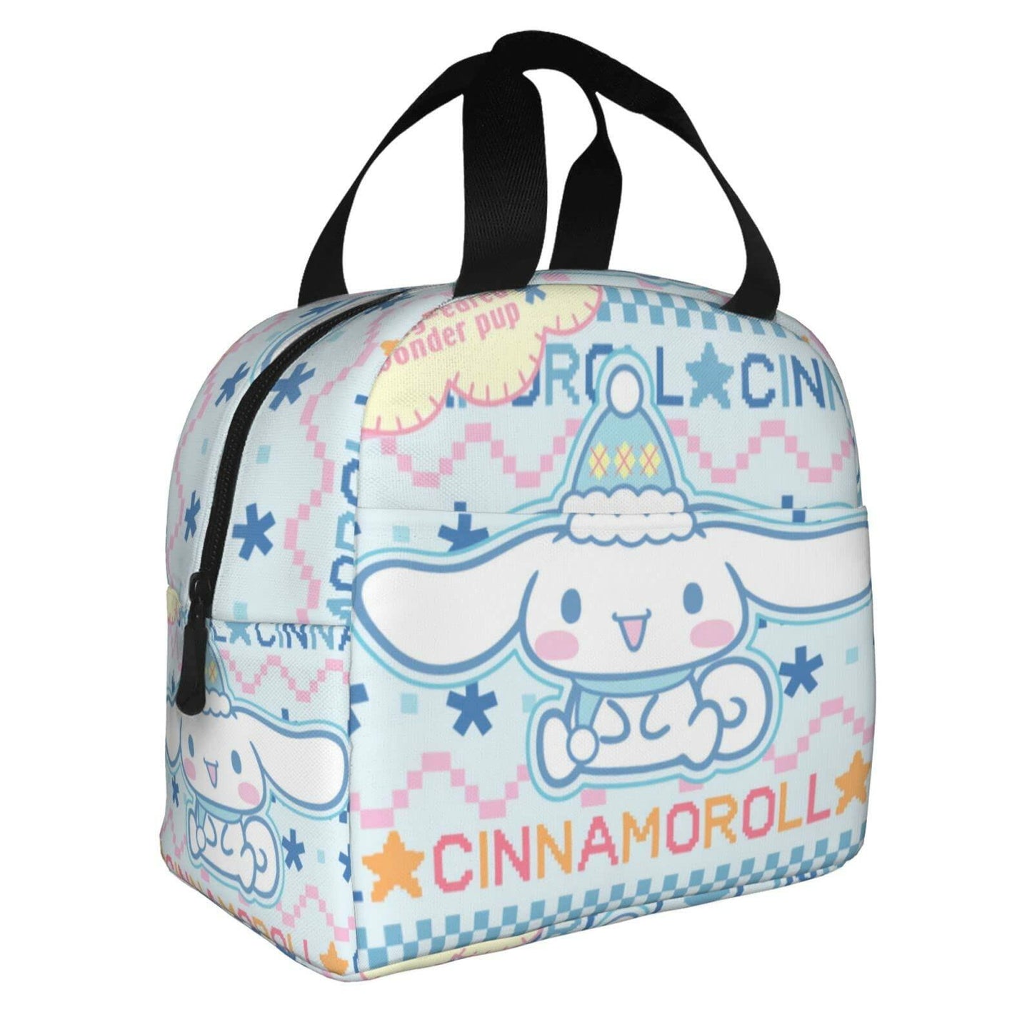 Tamkuaph Insulated Lunch Bag Blue Polyester 8x5.11in Reusable Picnic Travel